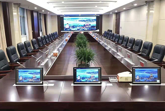 China Office system implícito de levantamento da visualização ótica do diodo emissor de luz do mecanismo do microfone audio do monitor do LCD do Desktop da sala de conferências fornecedor